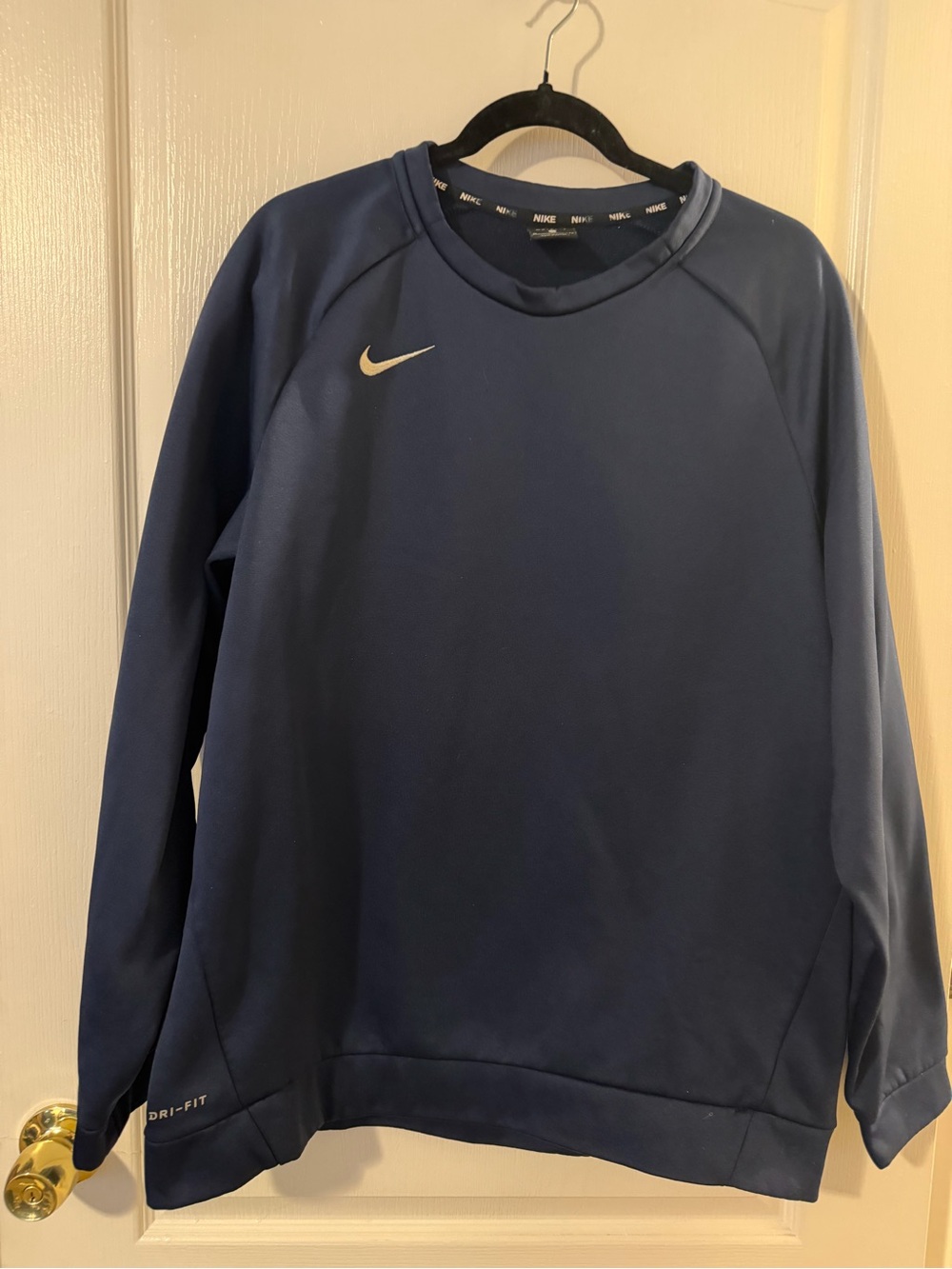 Nike Men’s Navy Crewneck Sweatshirt with White Swoosh